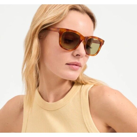 Veronica Beard Jane Square Frame Sunglasses Honey NWB main image 4